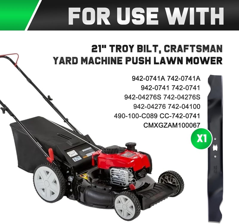 Grasscool 21 inch Mulching Blade for Troy Bilt 942-0741A TB110 TB240 TB230 TB130 TB200 TB160 TB210 TB280ES TB320 TB115 TB220 21" Deck Walk Behind Push Mower 742-0741A - Image 2